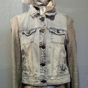 American Eagle Jean Jacket with Sweater Sleeves!